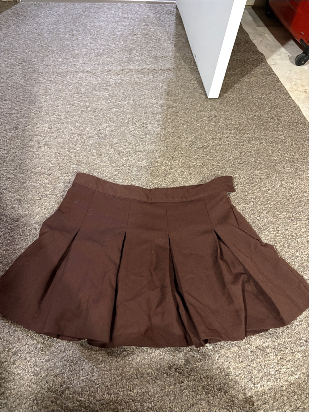 Divided Brown Pleated Skater Skirt